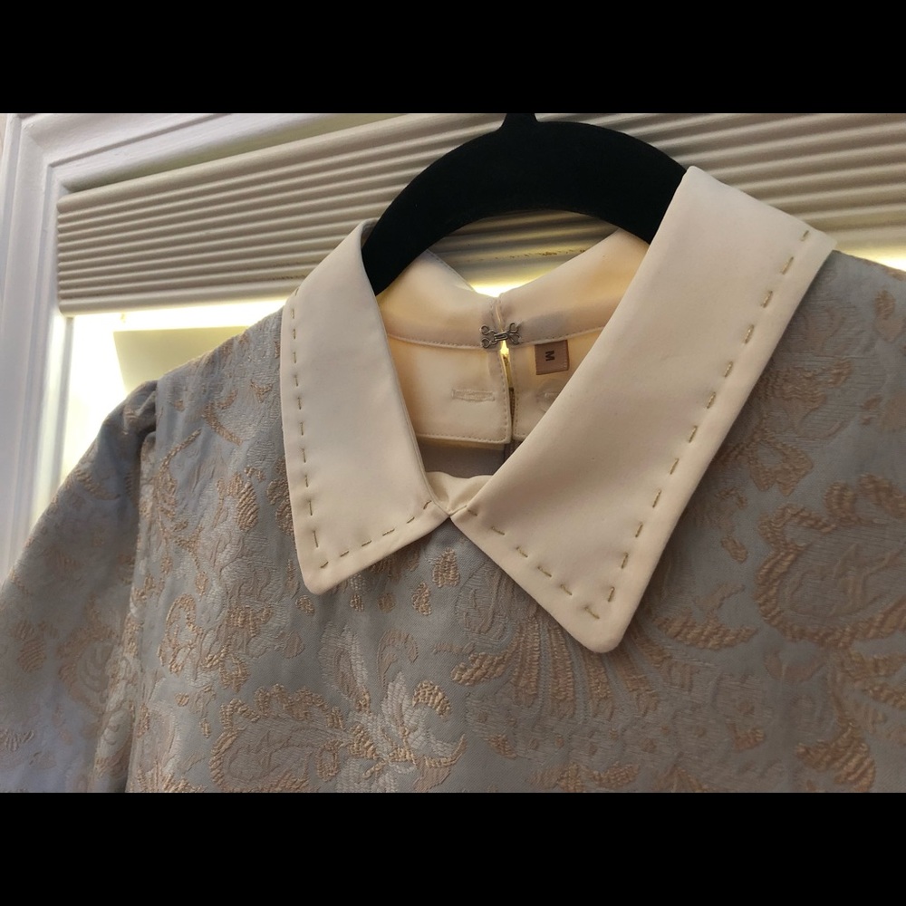 Powder blue, floral, vintage inspired.